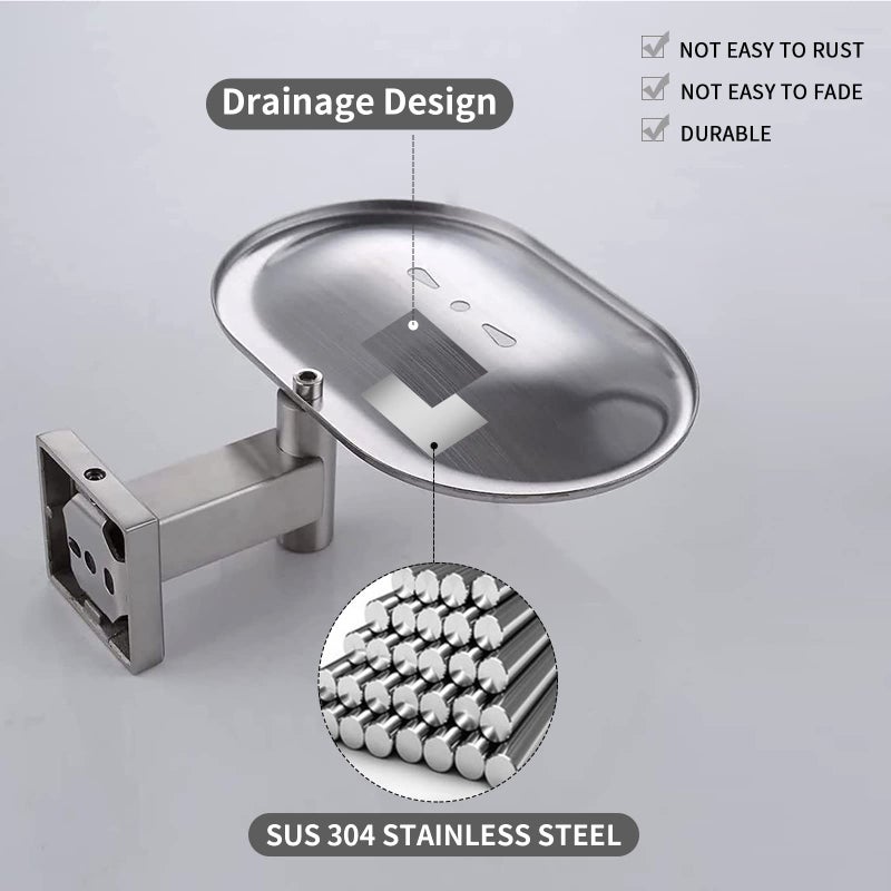 Leyden Bathroom Toilet Soap Dish, Silver Soap Holder for Shower Stainless Steel Wall Mount Brushed Nickel Finish Rustproof - Image 3